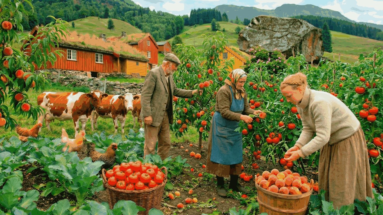 Quiet Life in the Village | Harvesting Tomatoes and Peaches by Hand | Simple Farm Living (No ASMR)