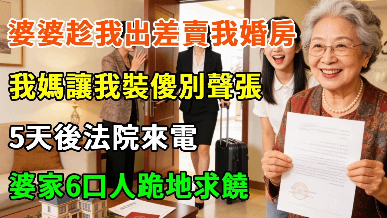 婆婆趁我出差，賣了我婚前別墅，我媽讓我裝傻別聲張！5天後法院來電，婆家6口人跪地求饒，我：媽，您這招太狠了！#詩涵講故事#為人處世#生活經驗#情感故事#晚年哲理#說故事#完結文#原創故事