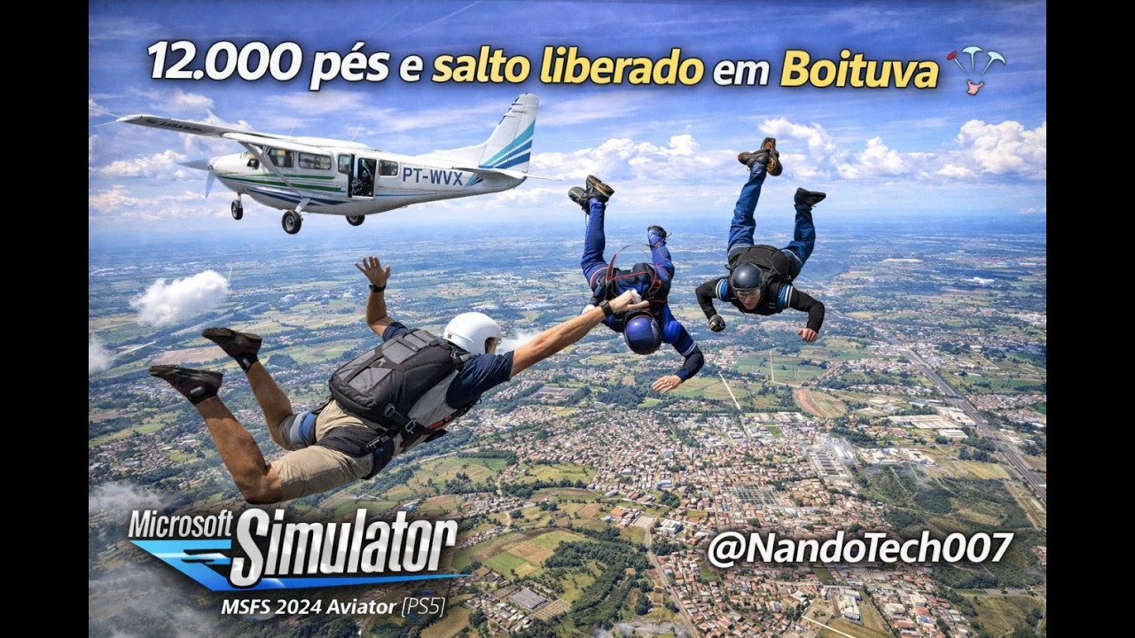 12.000 pés e salto liberado em Boituva 🪂 | MSFS 2024 Aviator [PS5]