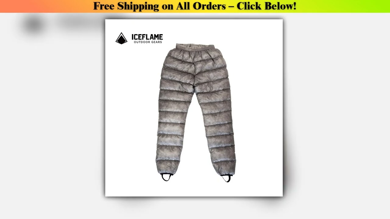 Ice Flame Down Pants Outdoor Camping Grey Duck Down Pants 800FP Ultralight Portable Hiking Thermal