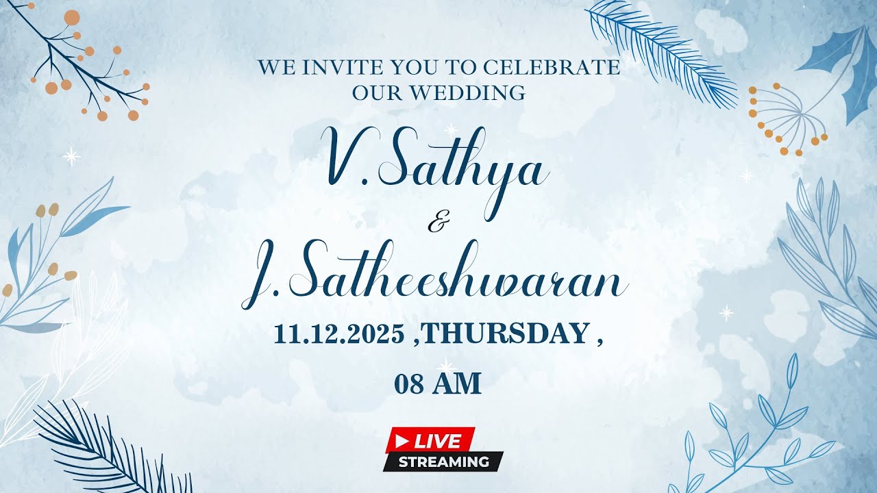 🔴LIVE || V.Sathya & J.Satheeshwaran  || 11-12-2025 || Wedding Ceremony