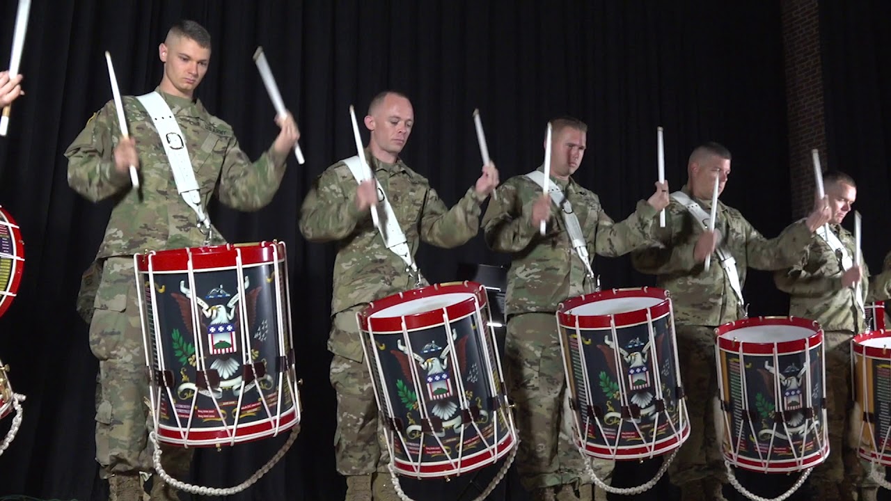 The U.S. Army's Fife and Drum Corps Drumline performs 