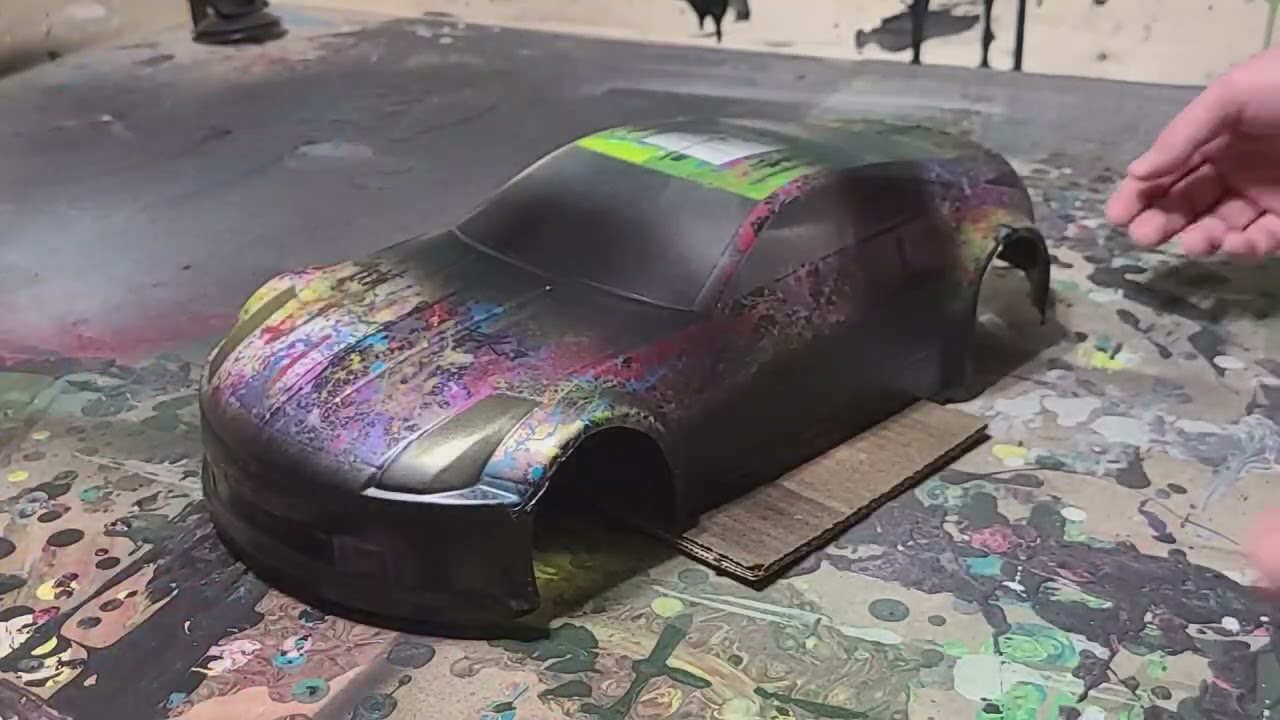 RC Drift - 350z, потрясающая покраска в стиле «брызги брызг» - переливающийся перламутровый оттен...