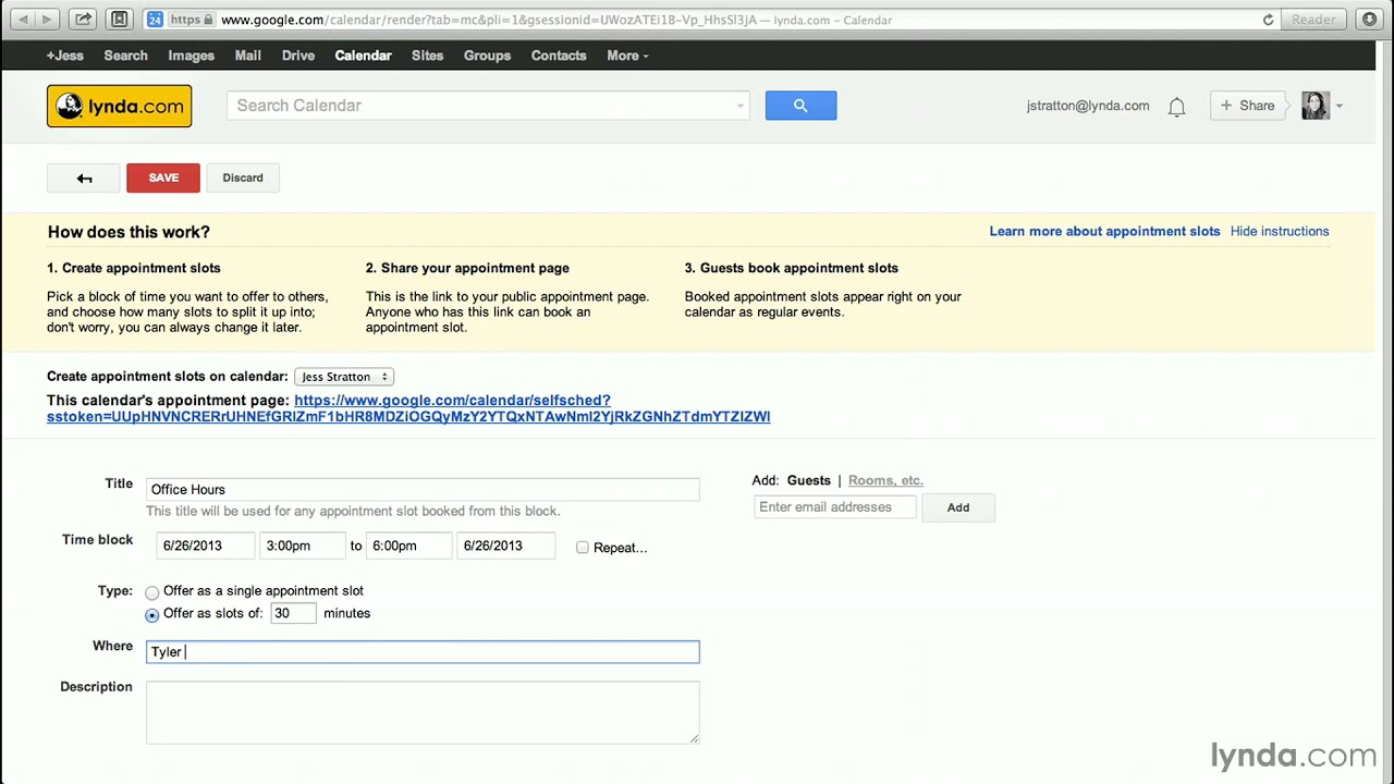 Google Calendar Tutorial - Creating appointment slots