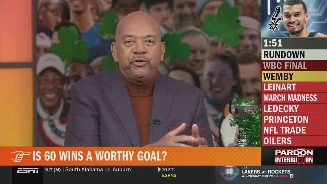 Pardon The Interruption | Wilbon reacts to Wemby aiming 60 wins season, Lakers get 6 win in a row