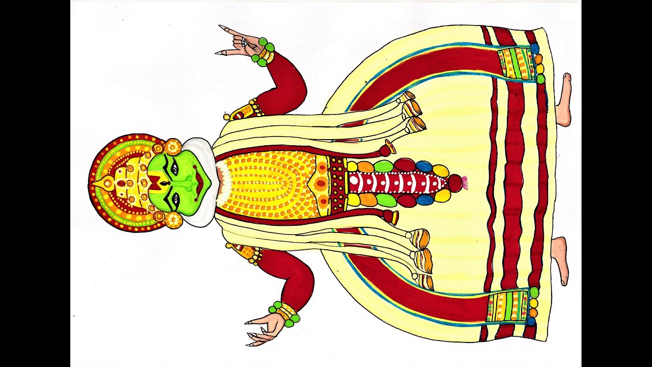 Kathakali dancer drawing using poster colours | Onam festival special drawing | Kathakali dance form