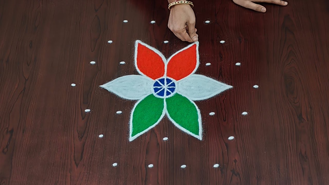 7×4dots Republic day special rangoli designs|independence day rangoli|easy rangoli|#Rang Kaa Rangoli