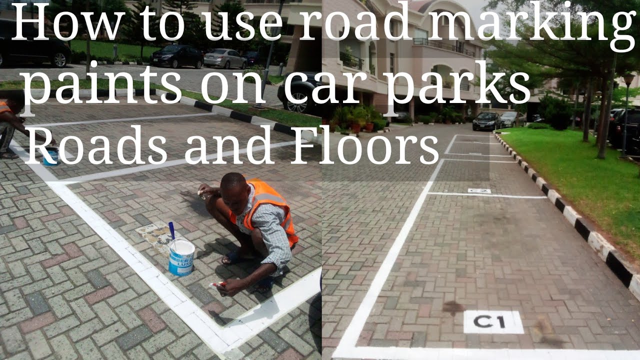 How to apply road marking paint on floor and car parks. |how to use masking tape and roller on floor