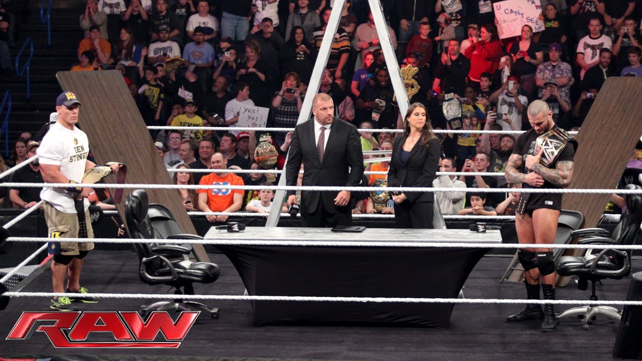 John Cena and Randy Orton sign the contract for their TLC Match: Raw, Dec. 2, 2013