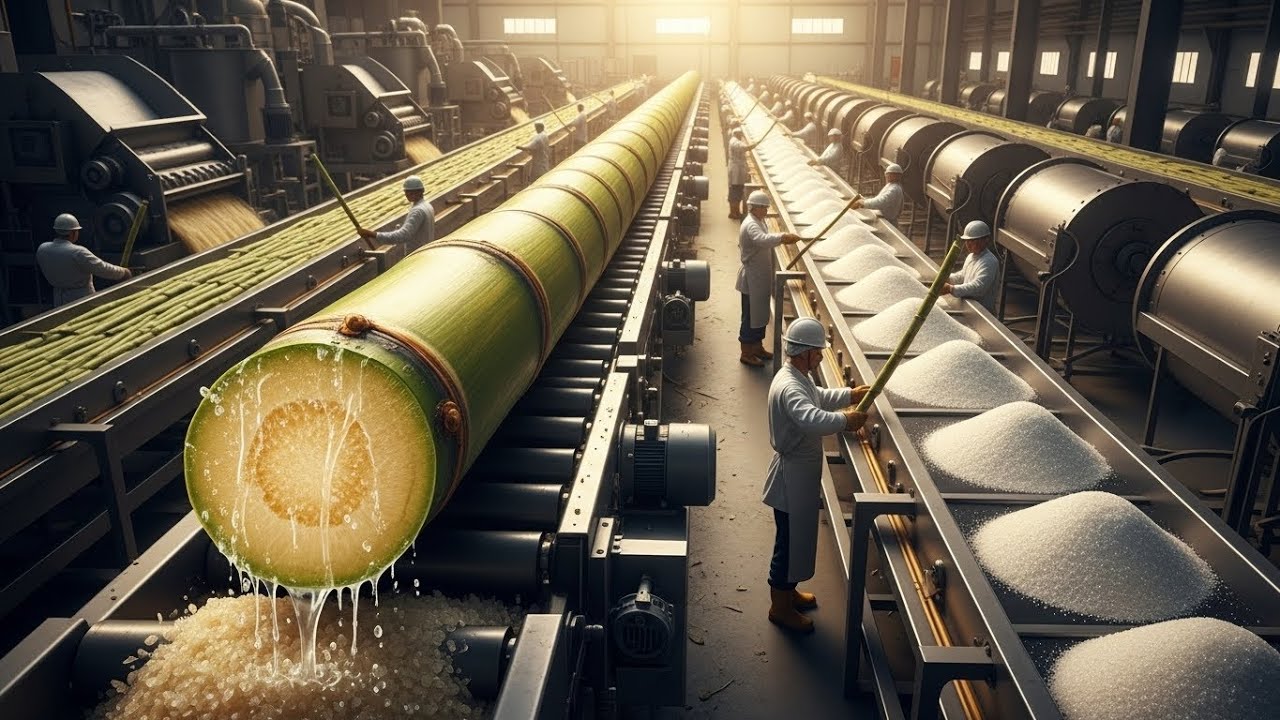 Inside a Modern Sugar Cane Factory – Refining Raw Stalks into White Crystal Sugar