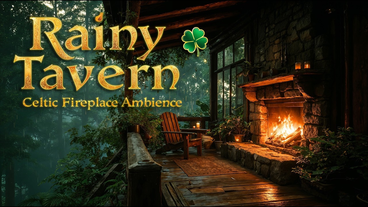 The Rainy Celtic Tavern 🔥🍀 Cozy Fireplace & Irish Folk Ambience