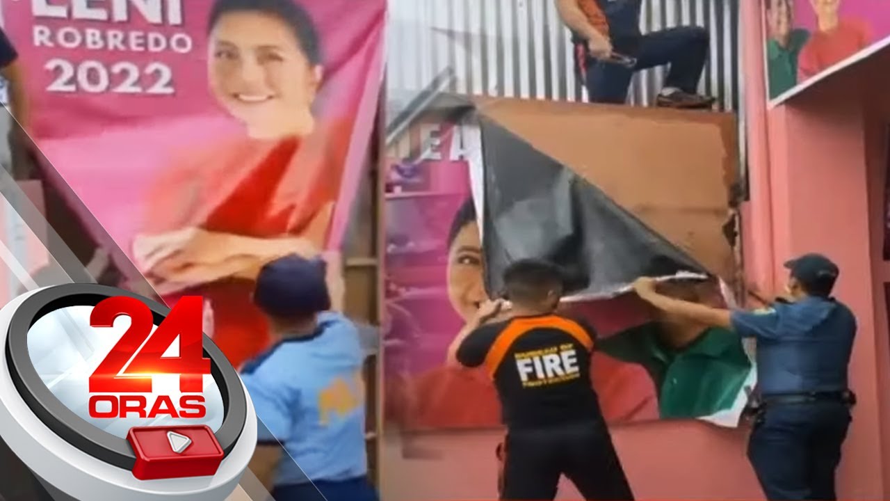 Pag-alis sa mga campaign poster sa mga pribadong lugar, inalmahan ng kampo ni VP Robredo | 24 Oras