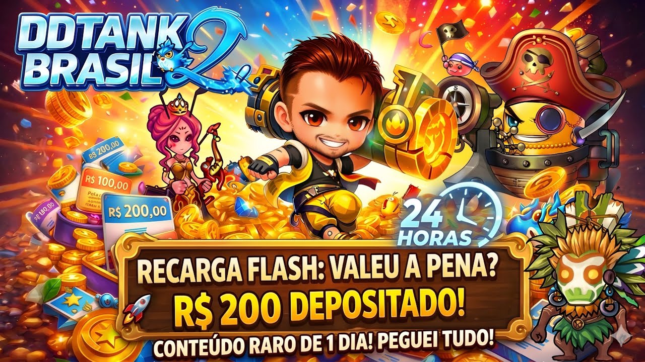 RECARGA FLASH no DDTank Brasil 2! Depositei R$200 e Peguei Recompensas RARAS em 24h! Valeu a Pena?
