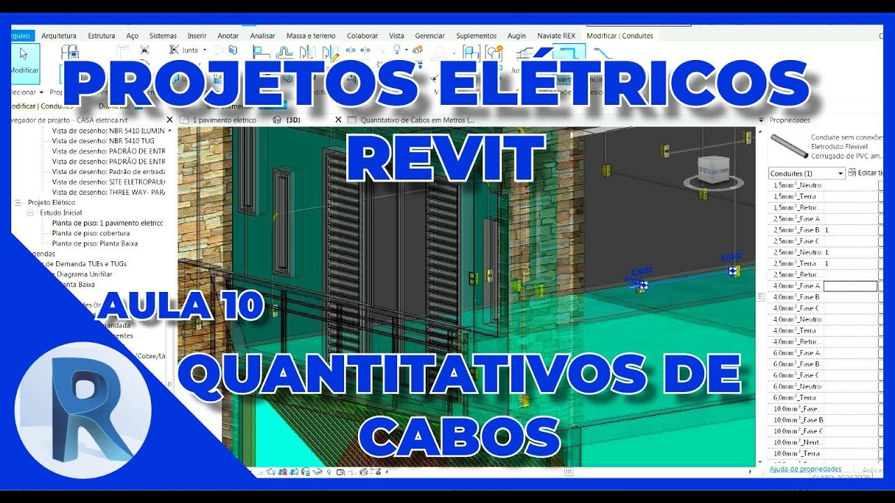 Como Configurar quantitativos de #Cabos elétricos do seu Projeto — Curso #Projetos Elétricos #REVIT