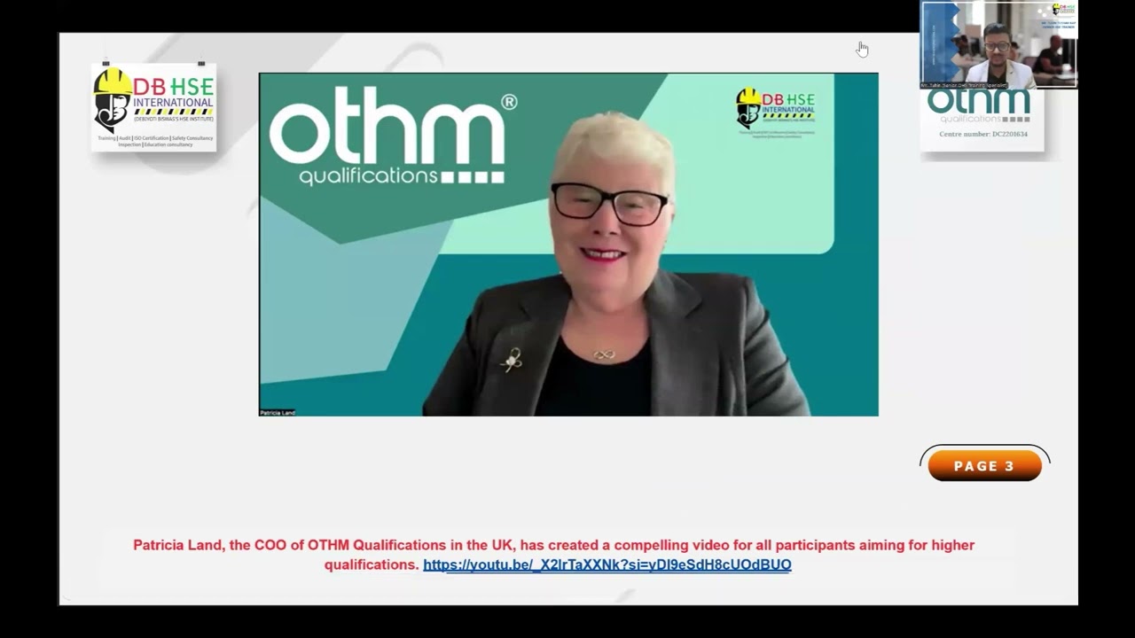 OTHM Level 7 International Diploma in OHSM - DB HSE - Introduction Session