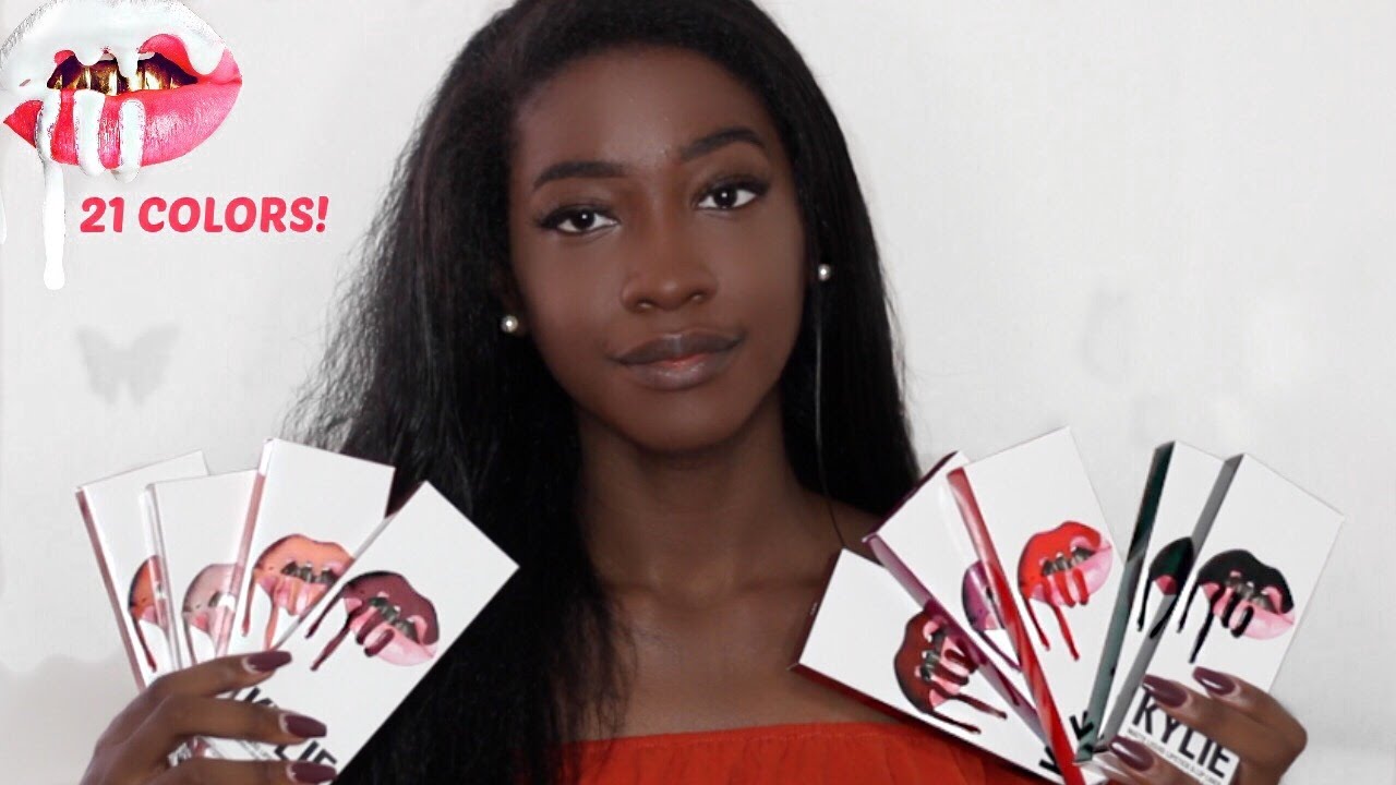 ALL of the Kylie Lip Kits Swatched on Dark Skin | 21 Shades + 11 Dupes| Too Much Mouth
