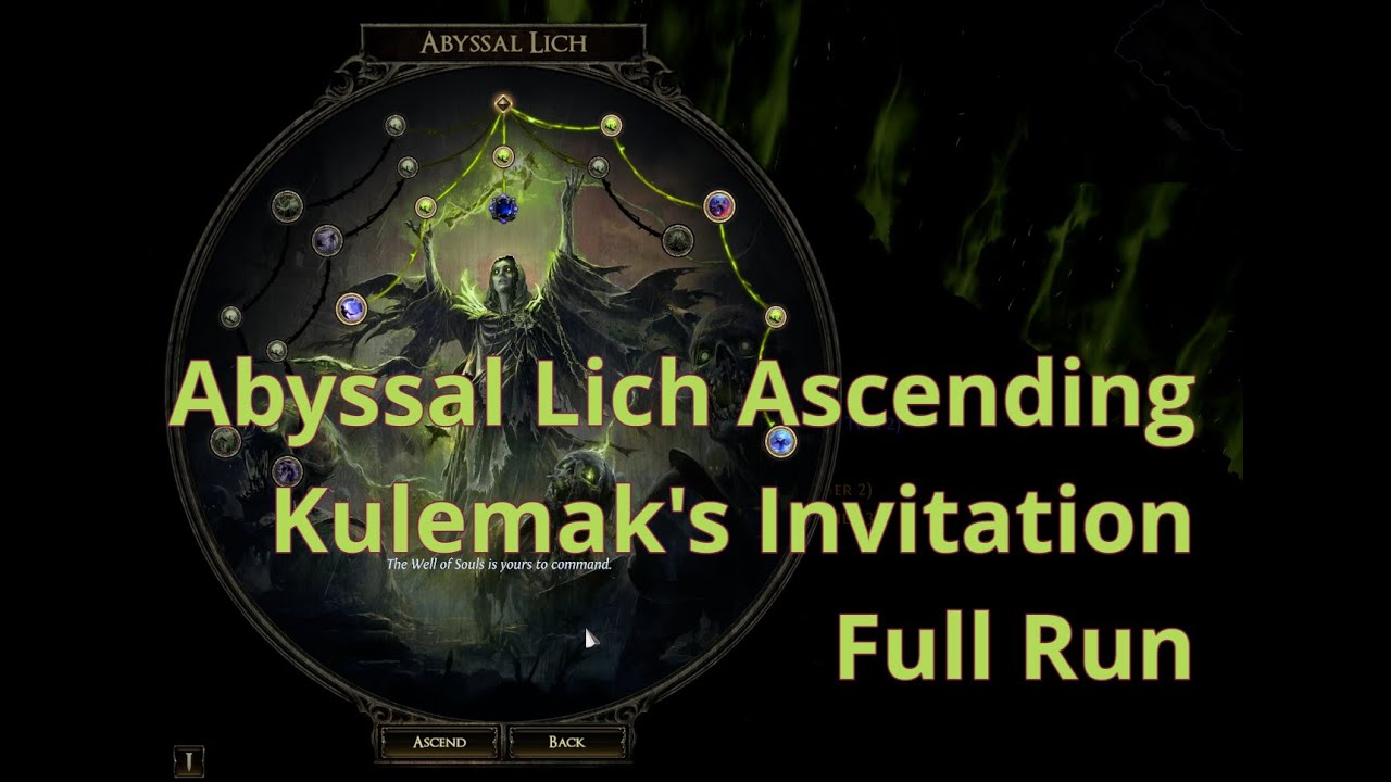 POE2 Abyssal Lich Ascending - Kulemak Invitation Uncut - Lich ED/Contagion T15