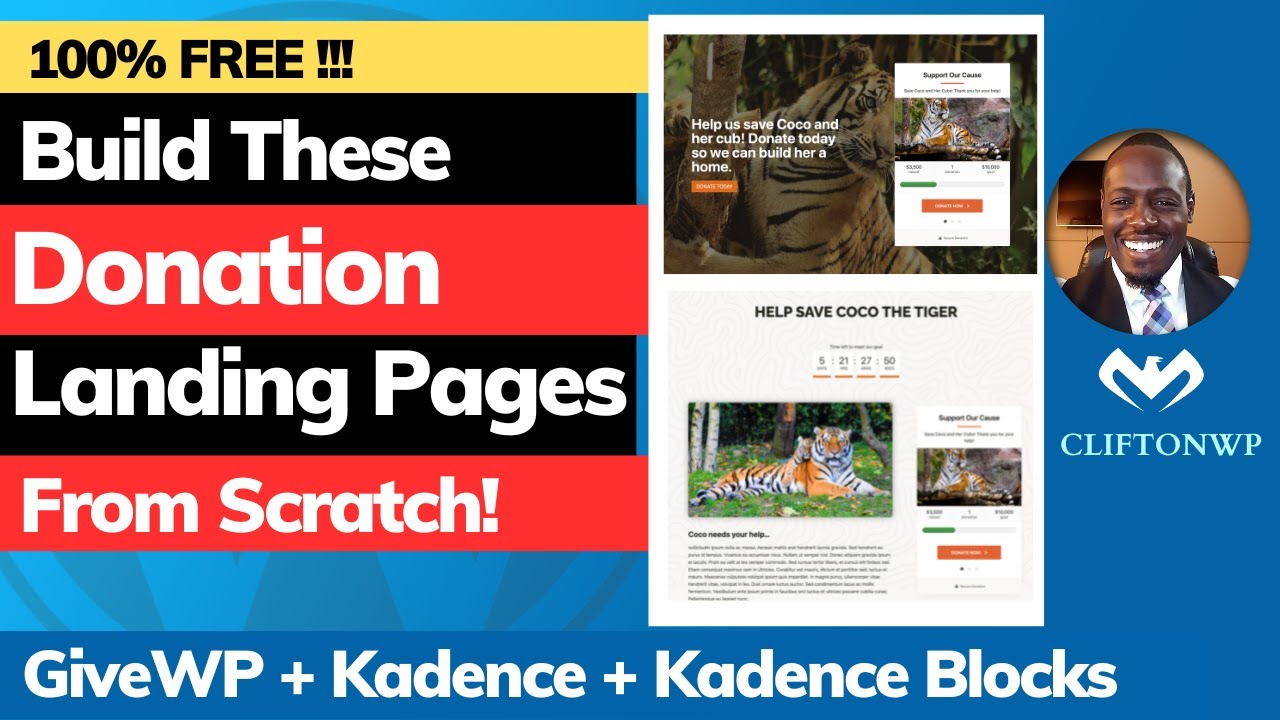 Create a Landing Page to Accept Donations On Your WordPress Website With GiveWP and Kadence - FREE!!