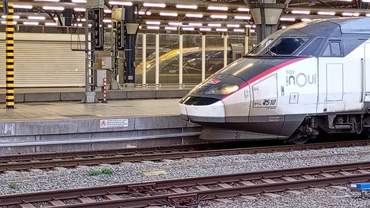 IC from Luxembourg to Brussels to the depot, MS80 and in the pixelated distance a Eurostar blue