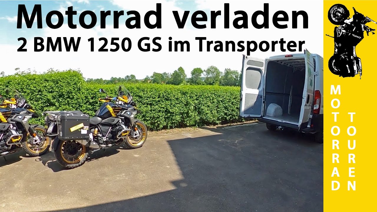 Motorrad verladen – 2 BMW 1250GS Motorräder im Transporter