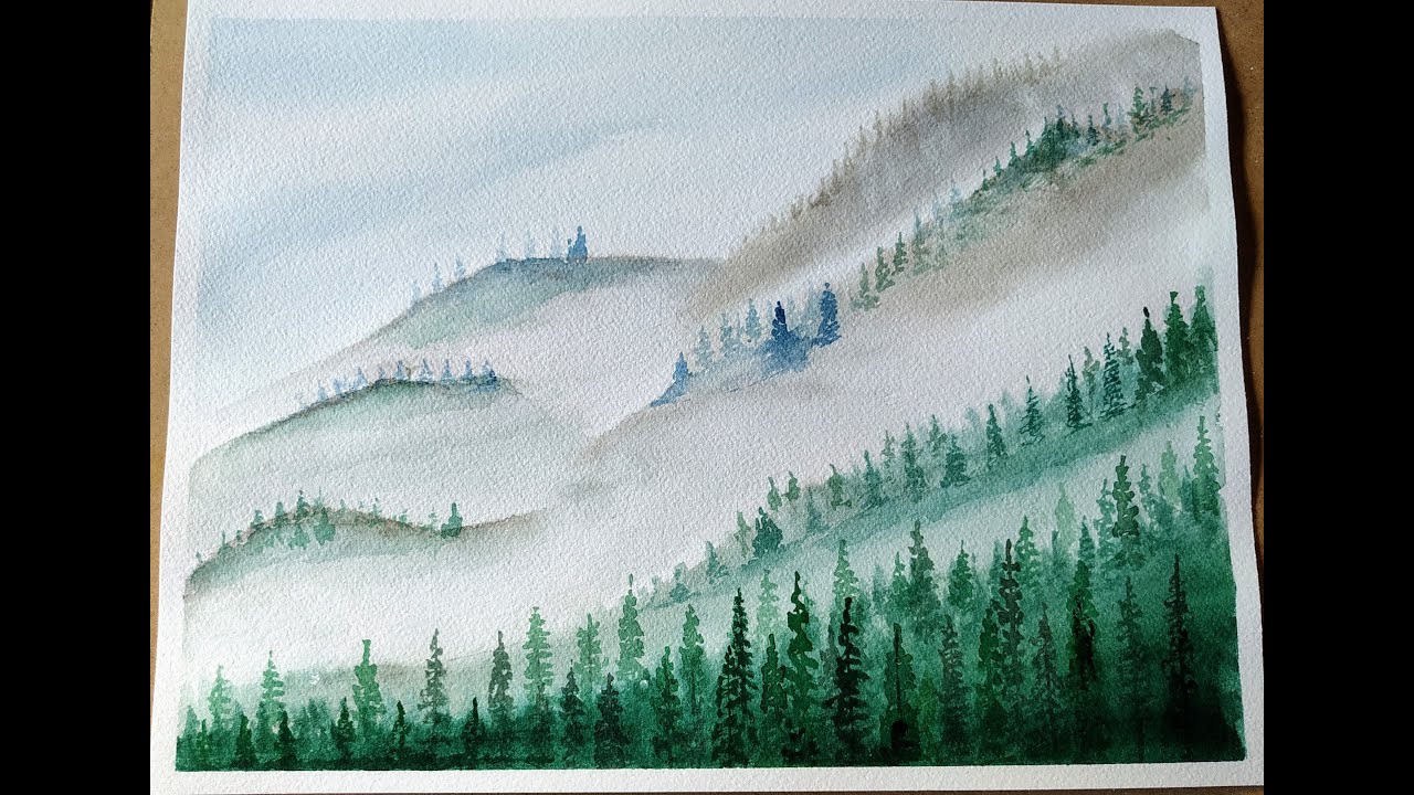 ACURELA  Tutorial PAISAJE BOSQUE NUBLADO PARA PRINCIPIANTES