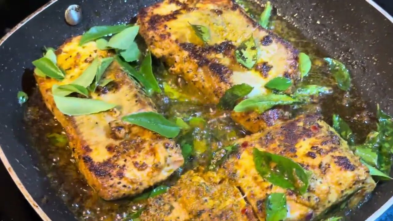 Frying Salmon Fish | Super Tasty | Beach side fry | Shallow Fish Fry | ASMR