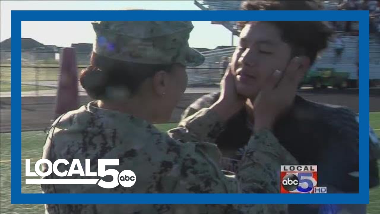 EMOTIONAL HOMECOMING: Mom surprises her son at his game