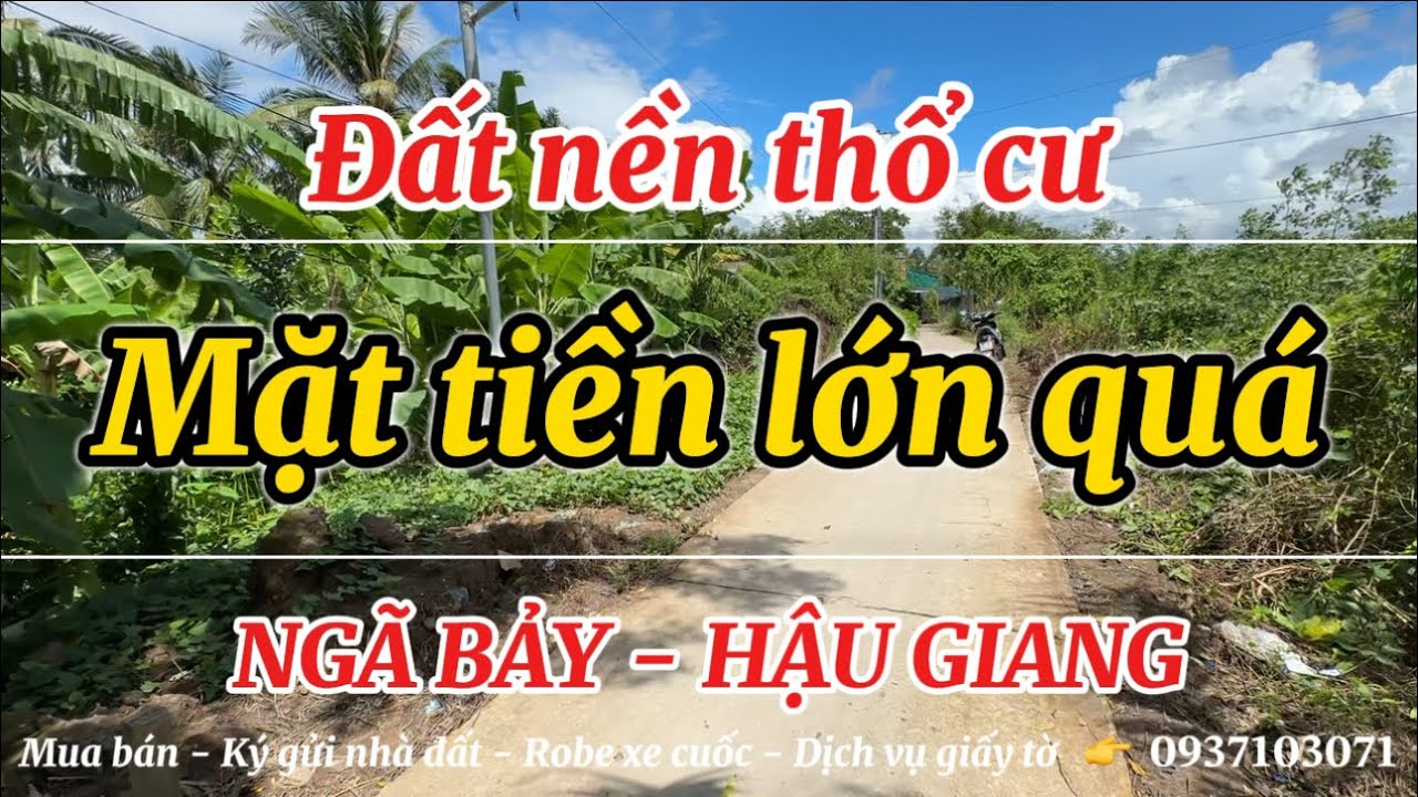Hậu Giang | Bán nền thổ cư mặt tiền lớn, gần góc ngã ba sông lớn