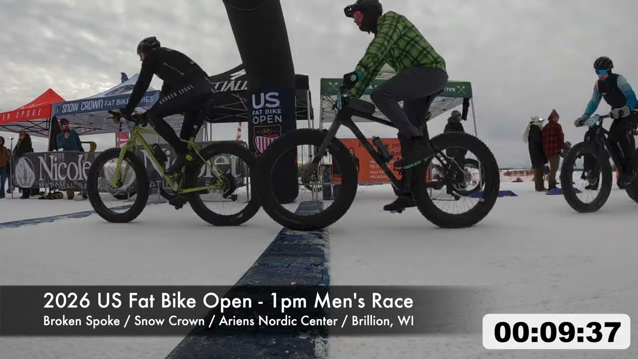 Snow Crown 2026 Race 3 - US Fat Bike Open Men's 1pm Races Finish Line Cam (Elite & Advanced)