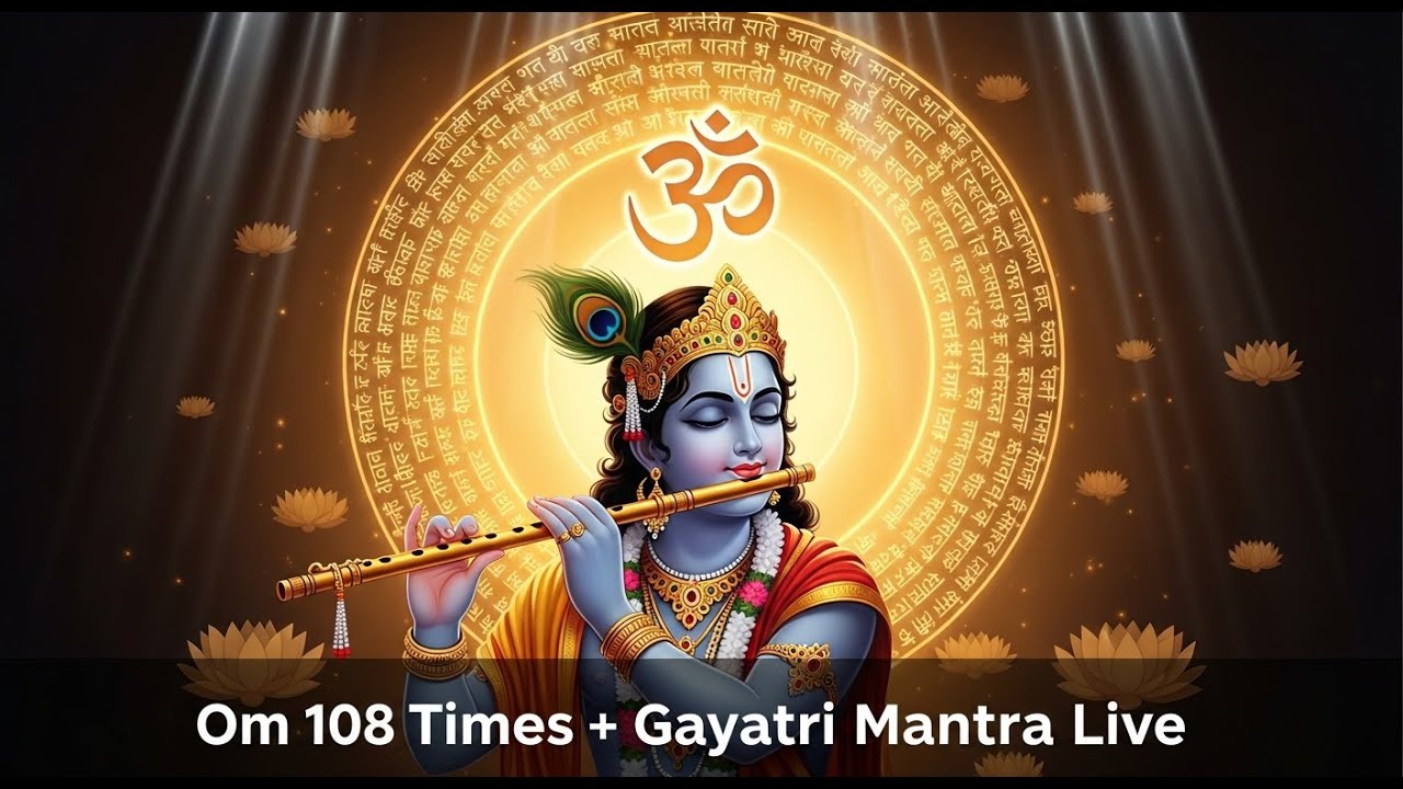 108 Om Chant + Gayatri Mantra + Krishna Flute Music | Deep Healing | 24/7 Devotional Live