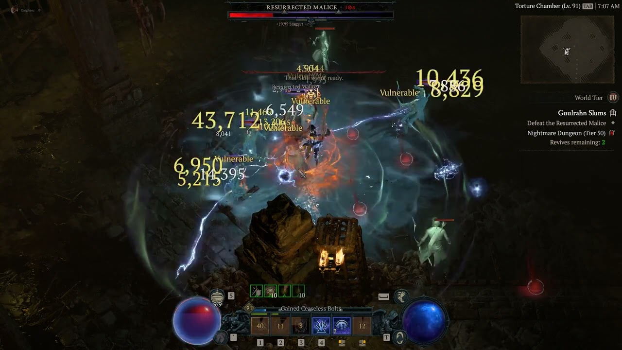 Diablo IV - lvl 91 Arc Lash Sorcerer melt Tier 50 bosses in 50 second 100k dps