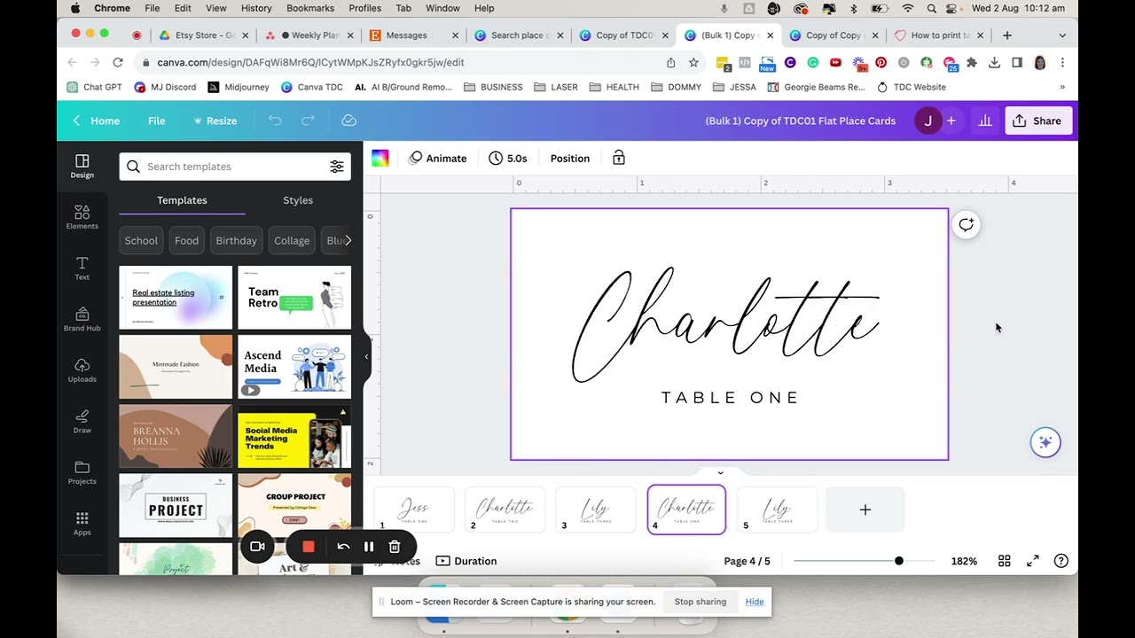 How to Bulk Create Place Cards in Canva
