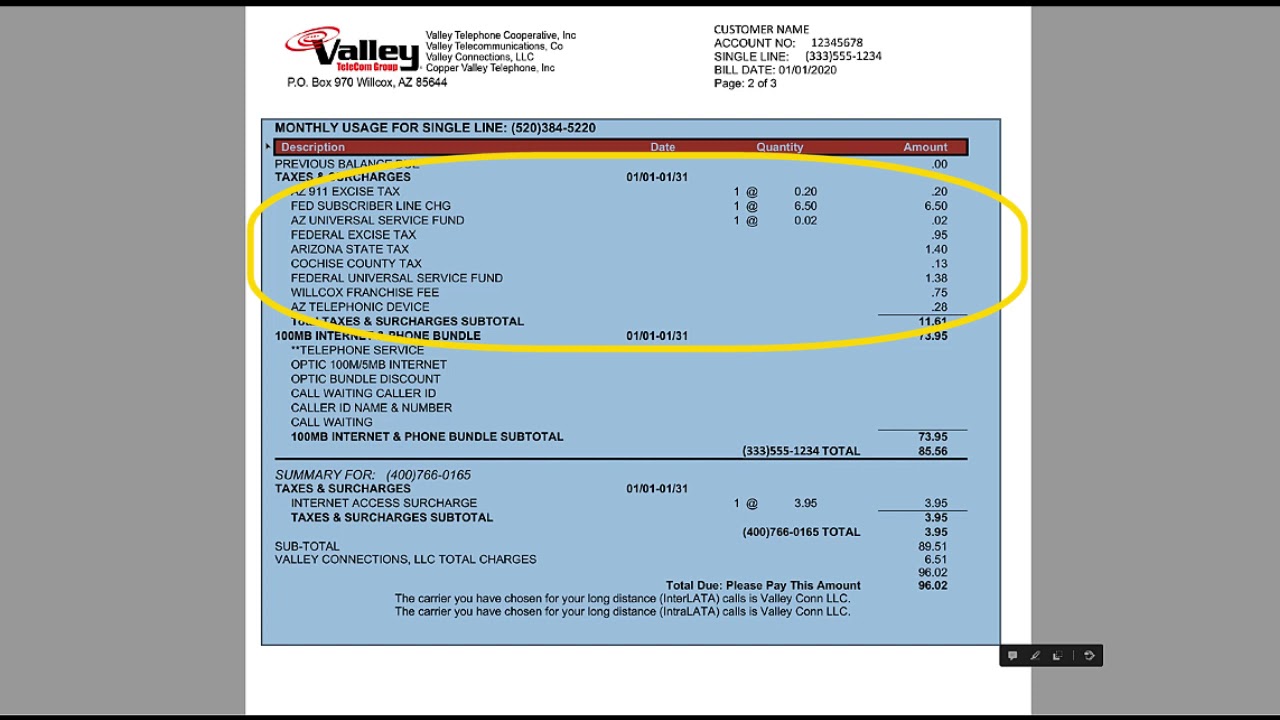 Reading your billing statement.