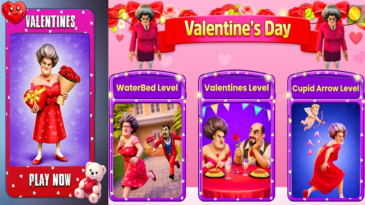 Scary Teacher 3D - Valentine's Day Gameplay Walkthrough - New Levels (iOS, Android) New Update