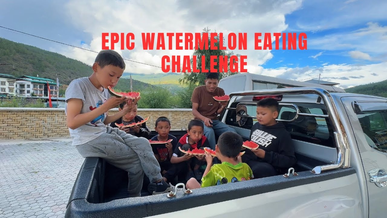 Epic watermelon eating challenge
