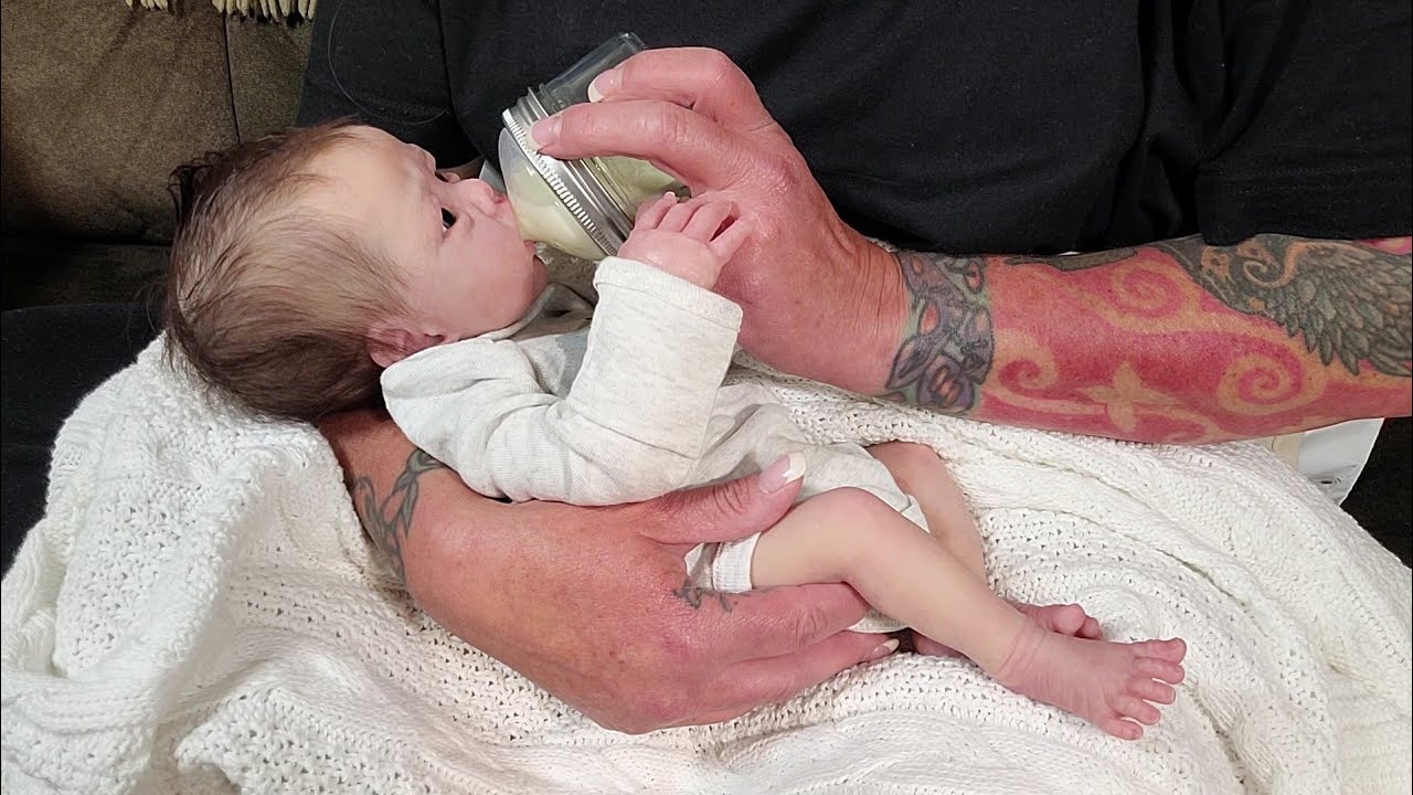 Is hair rooting on reborn babies better than on silicone babies? Silicone preemie baby gets a bottle
