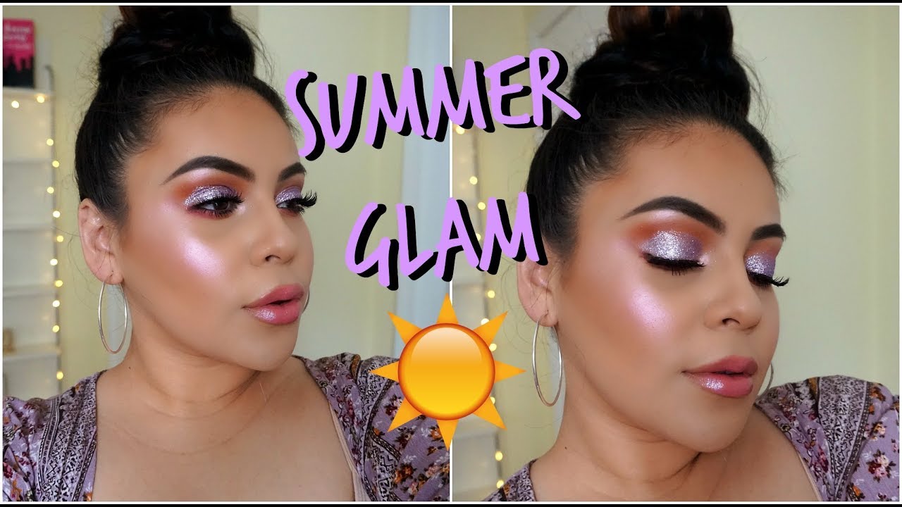 GET READY WITH ME: SUMMER GLITTER MAKEUP + EASY TOP NOT BUN! | JuicyJas