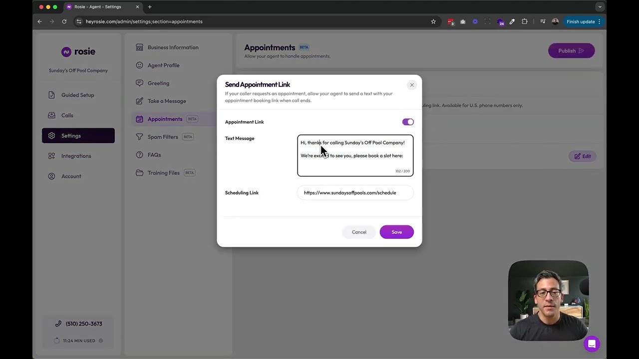 Rosie AI Phone Answering Service - Appointments Feature