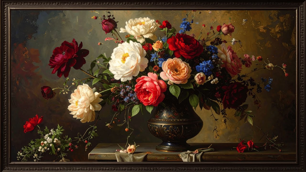 Baroque-Inspired Flower Arrangement | 4K Fine Art Display for Frame TV
