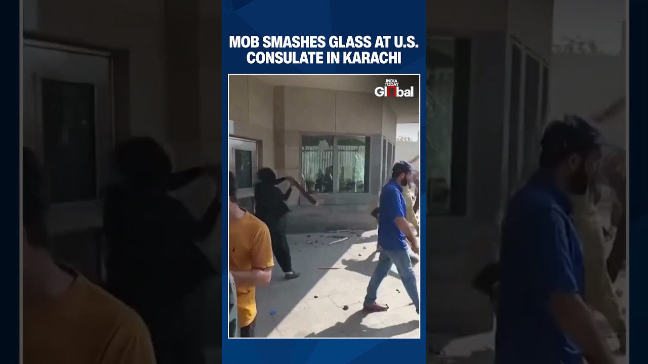 Angry Protesters Smash Glass Panels of U.S. Consulate in Karachi Over Khamenei's Death