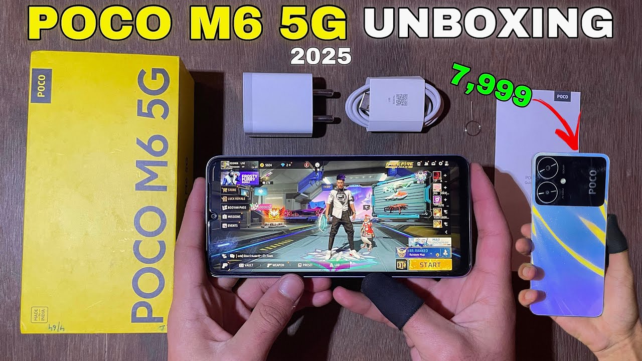 Poco M6 5G Unboxing🔥And Free Fire Test | 90Hz Refresh Rate | 2025 MediaTek Dimensity 6100+5G |₹7,999