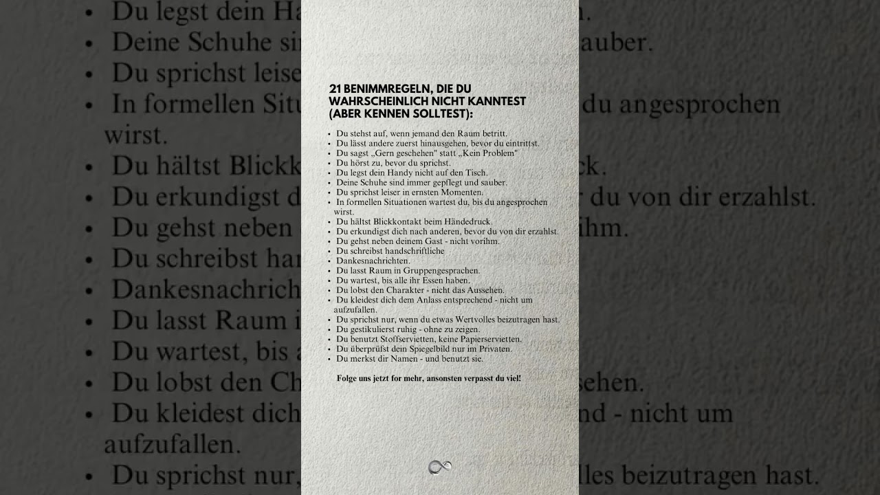 Benimmregeln Knigge #knigge #erziehungstipps