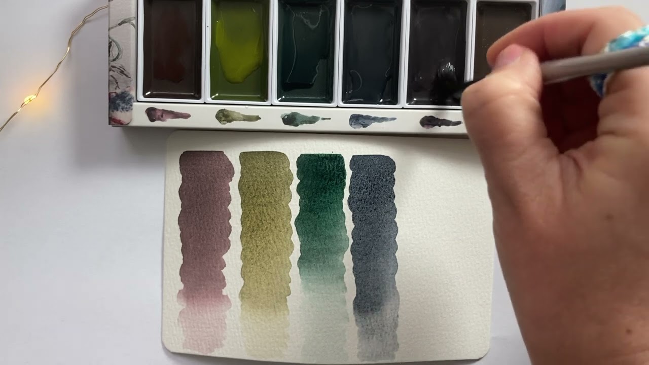 Silent Review of Kuretake Gansai Tambi Graphite Colours: Watercolour Swatches and Comparison
