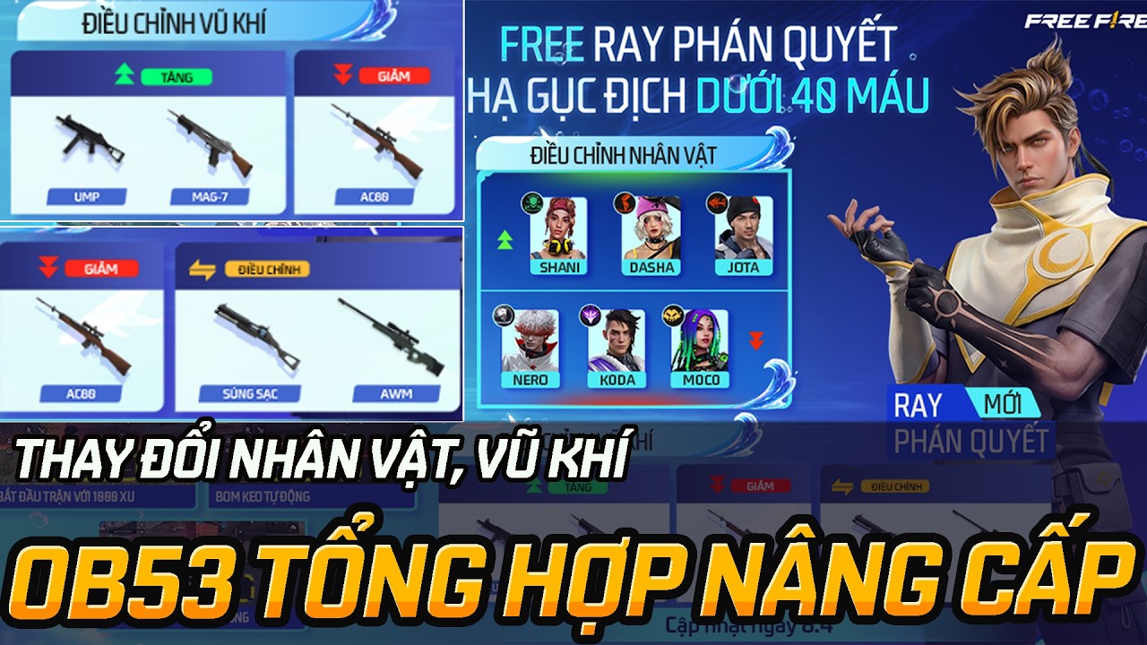 Ob53 Free Nh&acirc;n Vật Mới Si&ecirc;u Mạnh,Free Qu&agrave; - Tổng Hợp N&acirc;ng Cấp Freefire Cập Nhật Mới #FreeFire #ob53