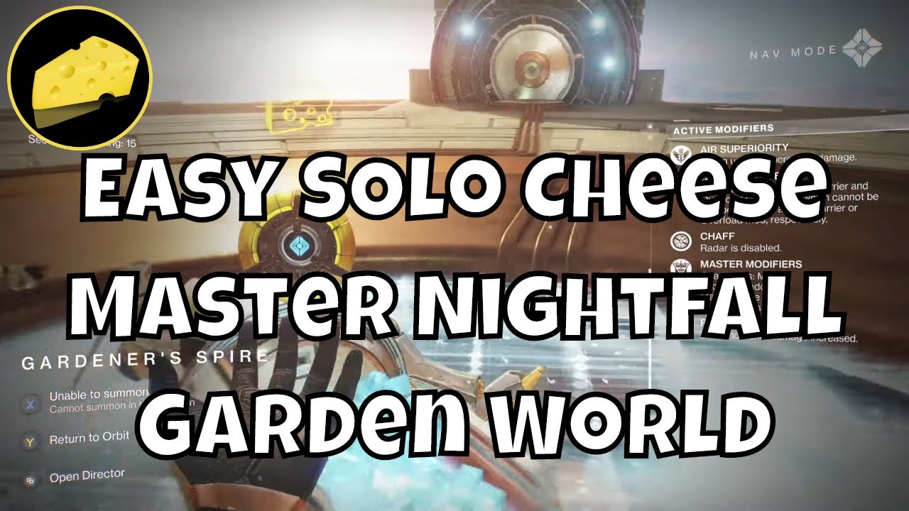 Easy Solo Master Nightfall Garden World Cheese Run - Glitch