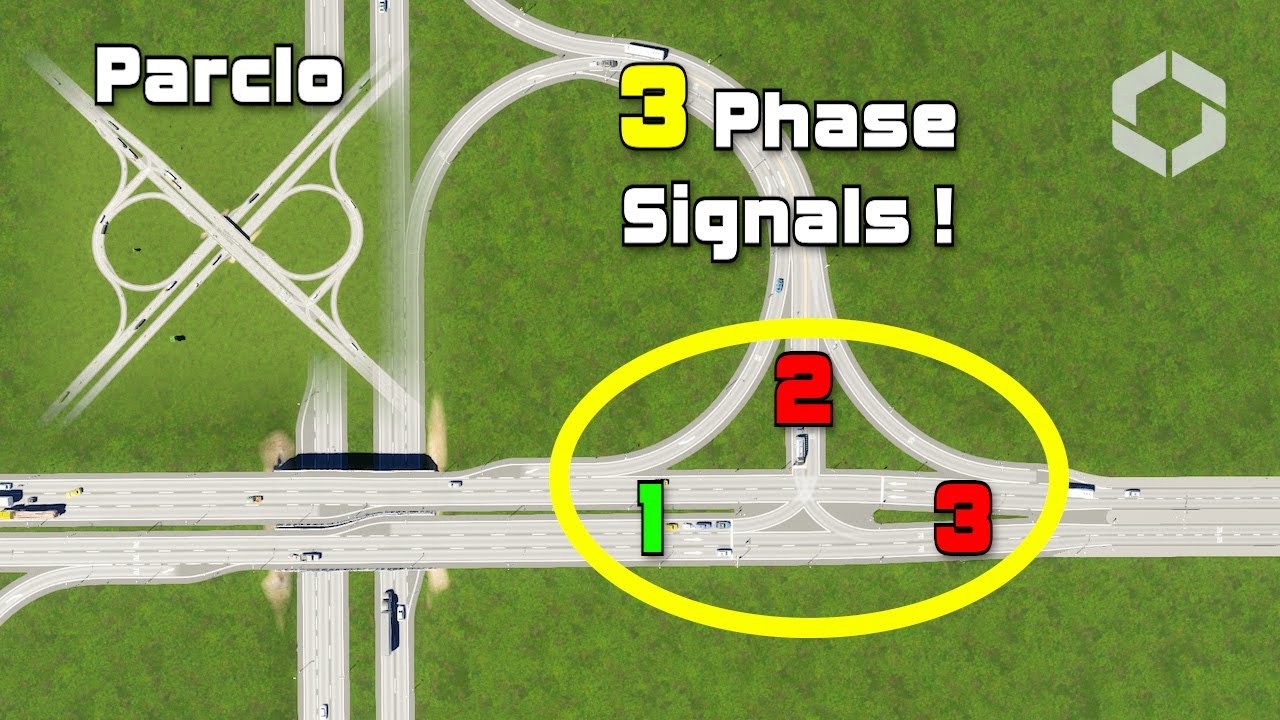 Cities Skylines 2 : Building 3 PHASE signals junction without mods (Parclo B2)
