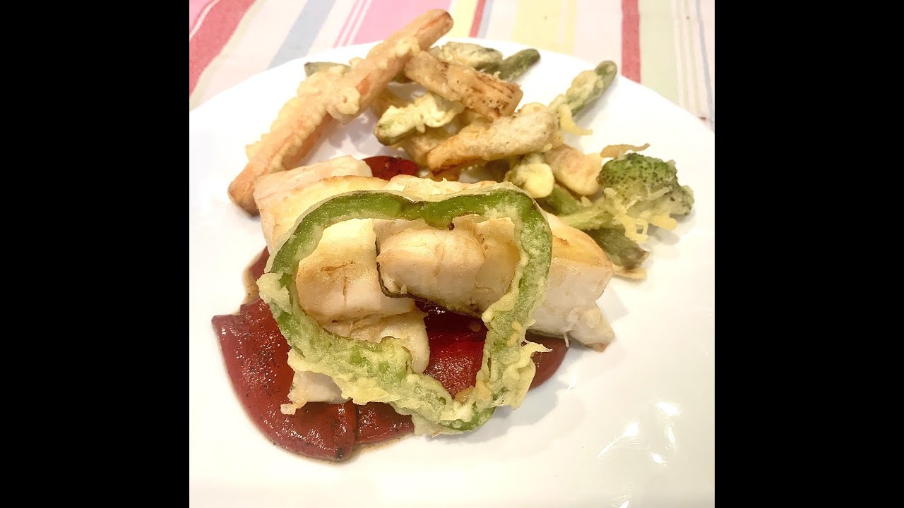 RECETA DE BACALAO CONFITADO SOBRE CAMA DE PIQUILLOS Y VERDURAS EN TEMPURA | COCINA CON JORDI FERRAN