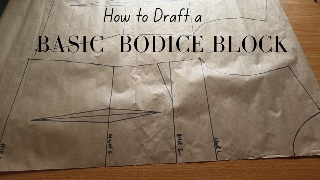 How to Draft a Basic Bodice Block Pattern with 2 darts (waist & side dart) for Beginners