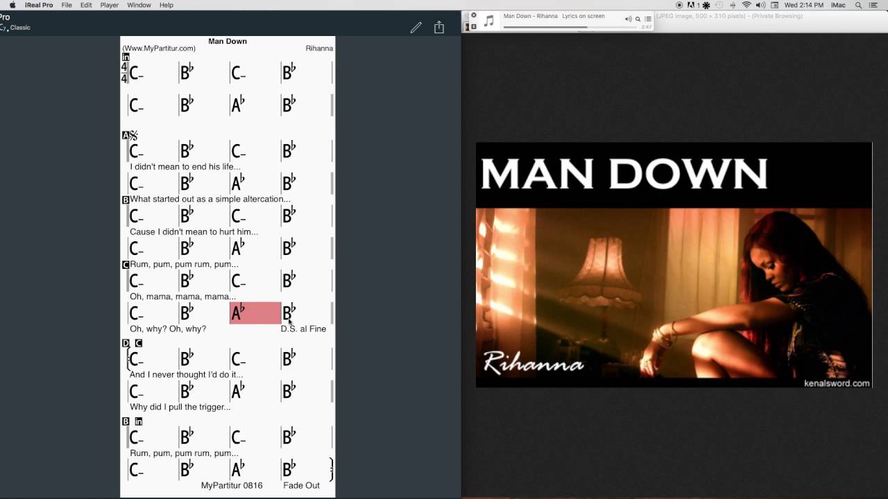 Man Down Chords at MyPartitur