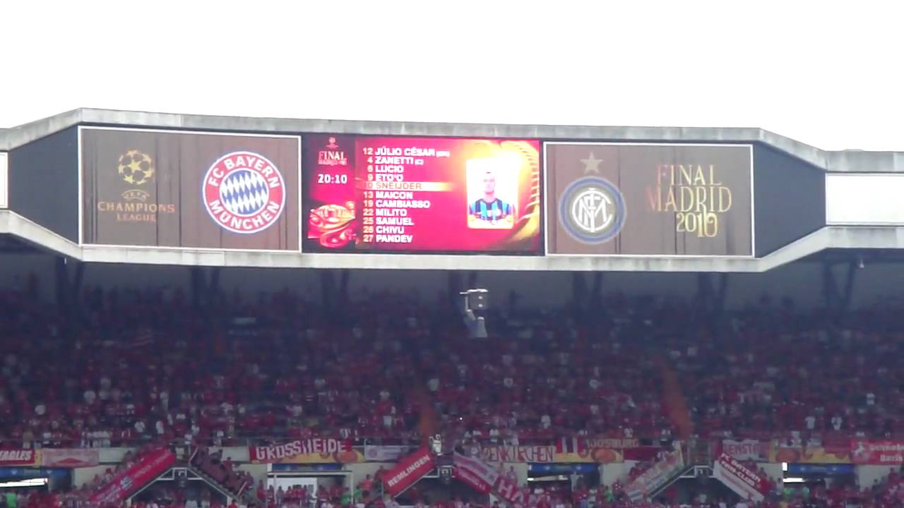 BAYERN MONACO - INTER 22.05.10 FINAL CHAMPIONS LEAGUE LETTURA FORMAZIONE UFFICIALE INTER